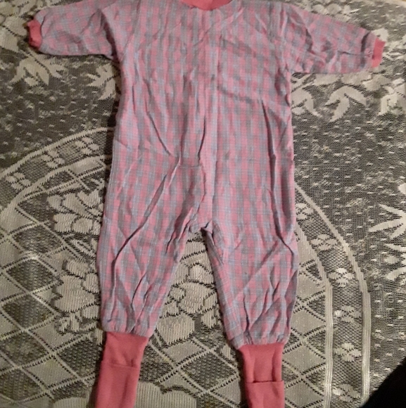 Snugabye Vintage BabyGirl 12M Pnk&Prpl Plaid Onsie - Picture 7 of 11